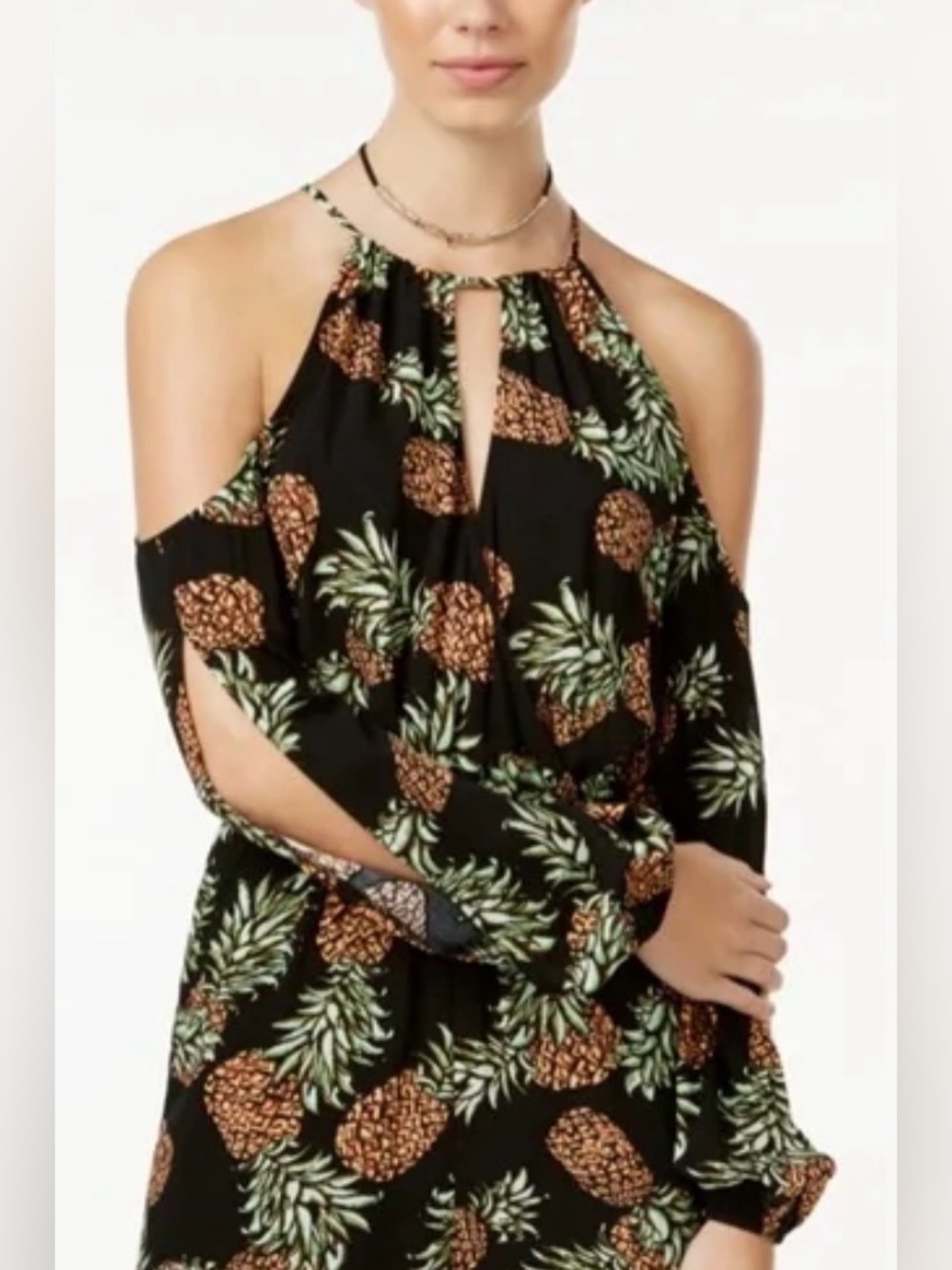 Material Girl Juniors Romper all-over multicolor pineapple print